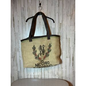 Vintage Woven Burlap Tote Bag‎ - Rare